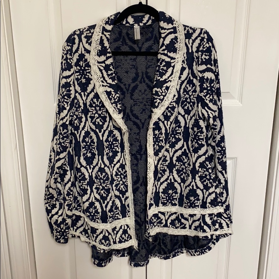 Blue And White Patterned Sweater